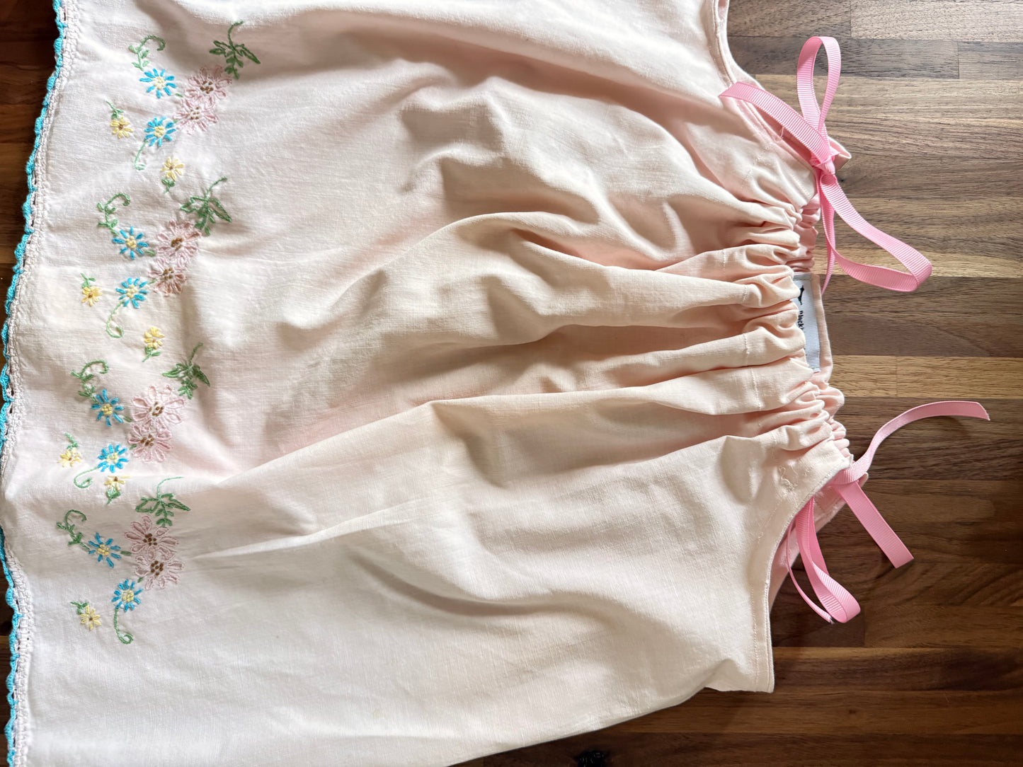 Light Pink Vintage Embroidered Pillowcase Dress