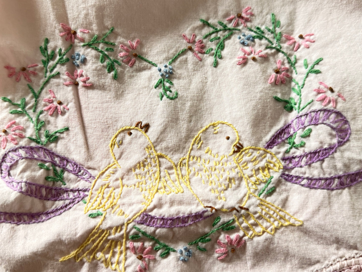 Pink Vintage Embroidered Pillowcase Dress