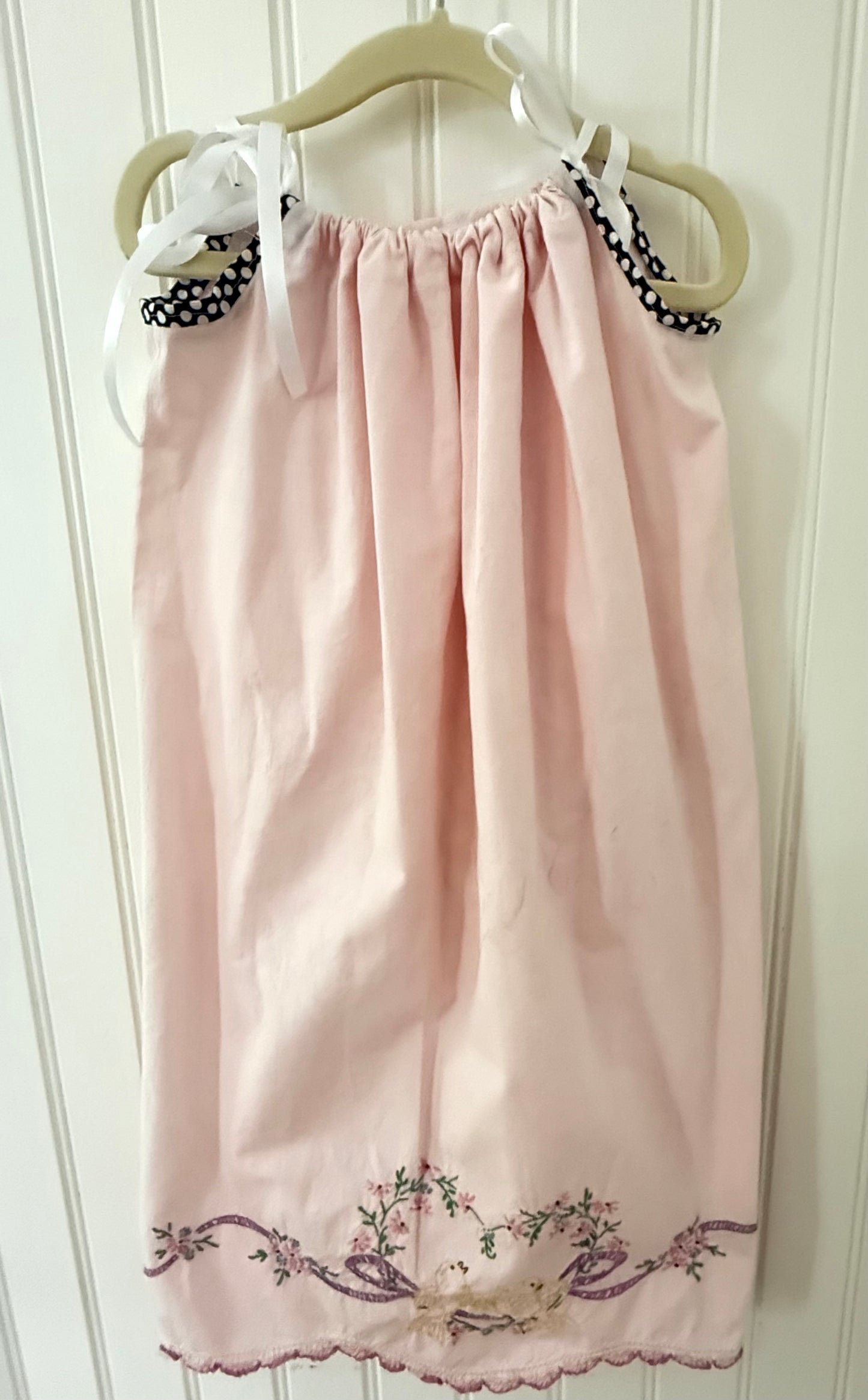 Pink Vintage Embroidered Pillowcase Dress