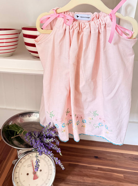Light Pink Vintage Embroidered Pillowcase Dress