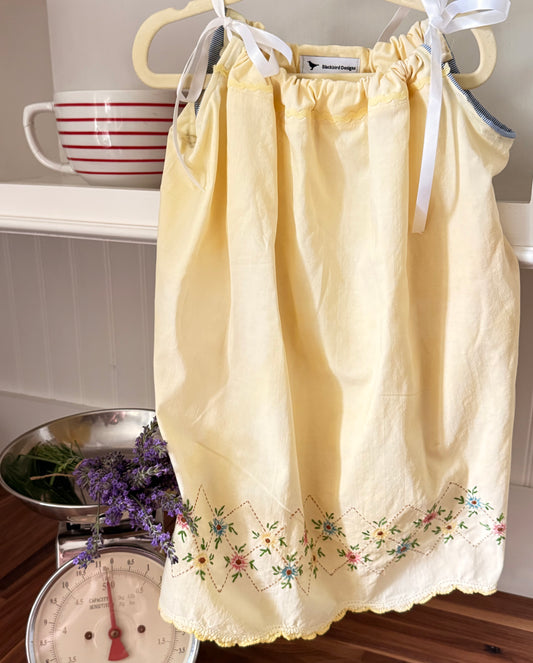 Yellow Vintage Embroidered Pillowcase Dress