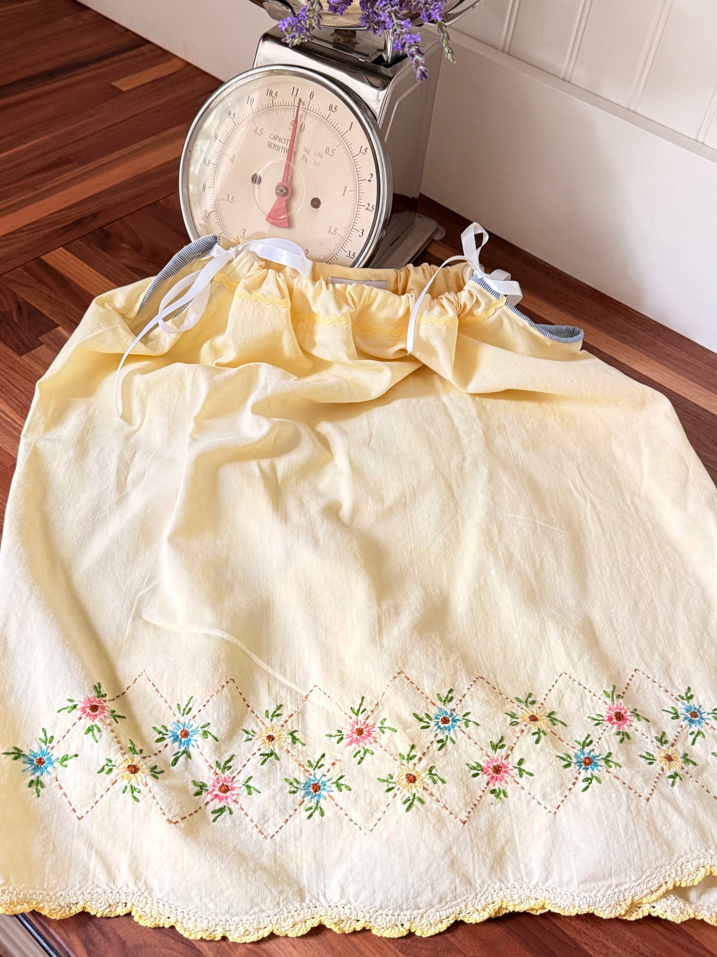 Yellow Vintage Embroidered Pillowcase Dress